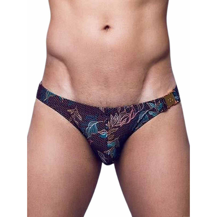 2EROS PRINT SWIM THONG VB80 BLK LABEL