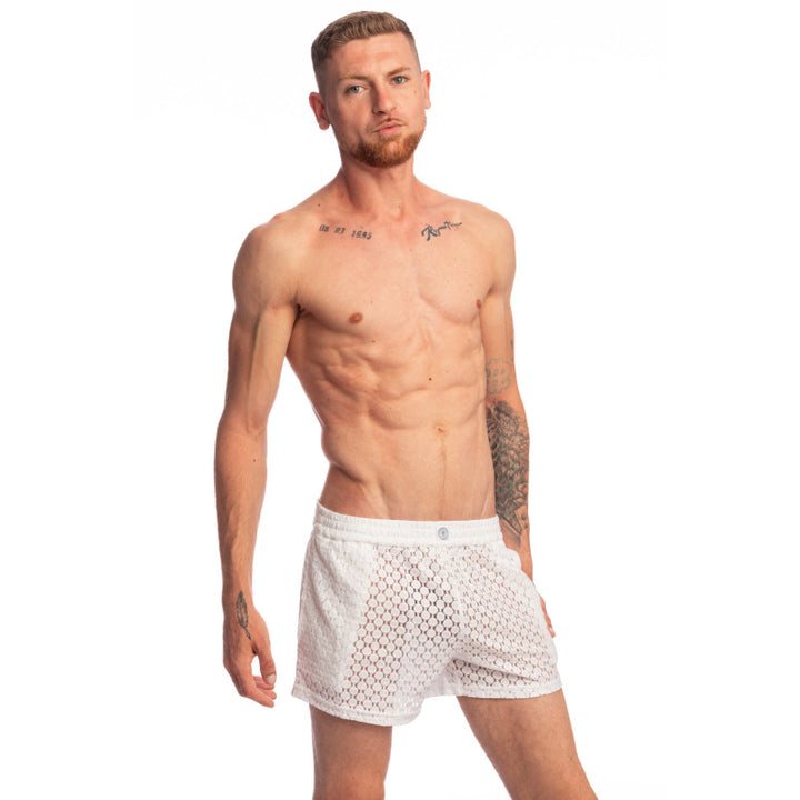 L Homme White Splash - Lounge Shorts