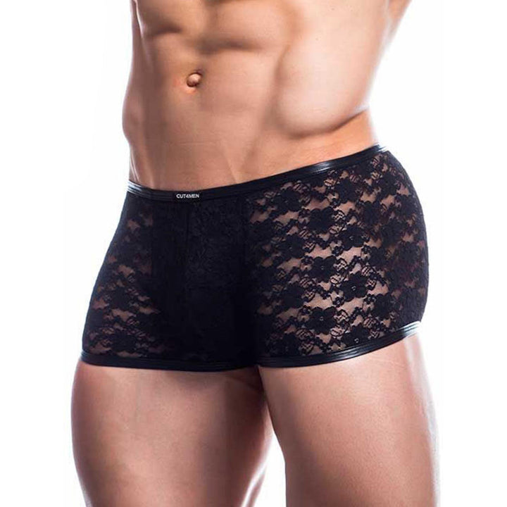 CUT4MEN TRUNK L4CE UNDERWEAR BLACK LEATHER