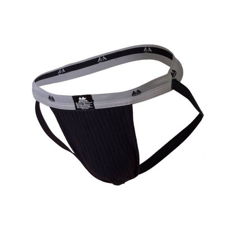 MM THE ORIGINAL SWIMMER/JOGGER JOCKSTRAP UNDERWEAR BLACK/GREY 1 INCH