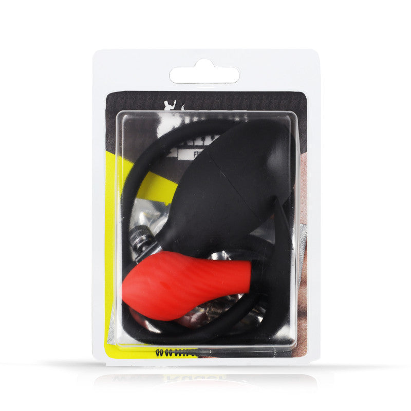 RUDE RIDER INFLATABLE BUTT PLUG BLACK/RED WITH STEEL BALL INSIDE