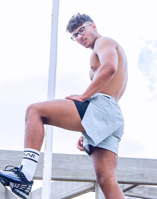 SUPAWEAR FULL LINED MESH SHORTS LOOSE FIT GREY HARBOUR