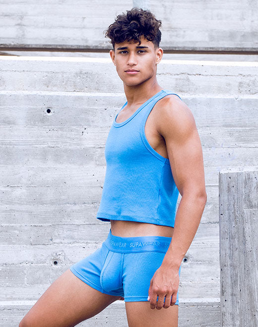SUPAWEAR RIBBED CROPPED SINGLET TANK TOP MARINA
