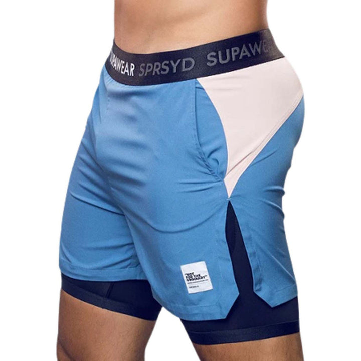 SUPAWEAR LINED SHORTS COLOUR BLOCKED BLUE/PINK