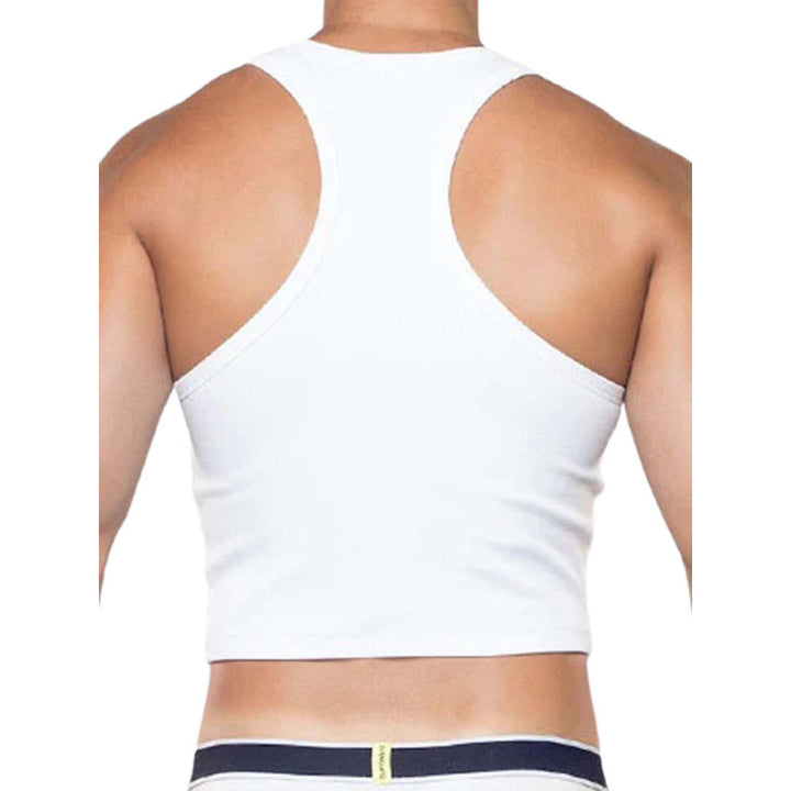 SUPAWEAR RIBBED CROPPED SINGLET TANK TOP WHITE