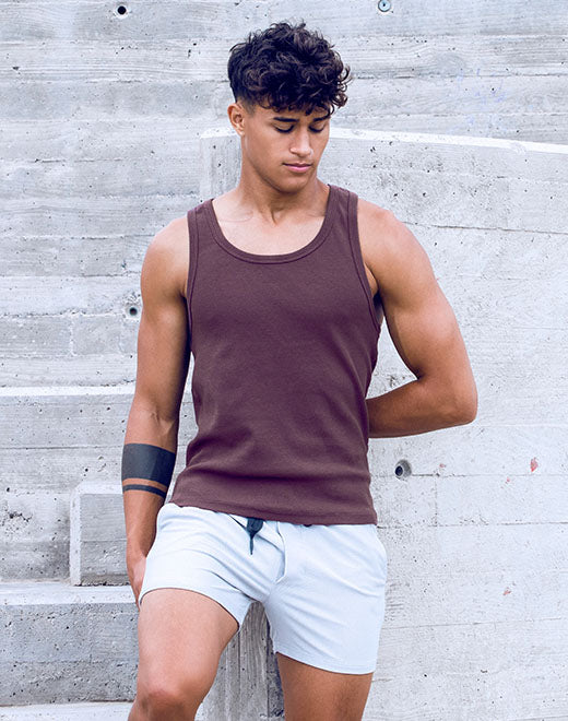 SUPAWEAR RIBBED SINGLET TANK TOP PEPPERCORN