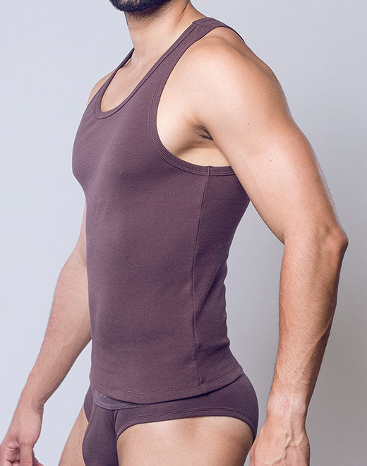 SUPAWEAR RIBBED SINGLET TANK TOP PEPPERCORN