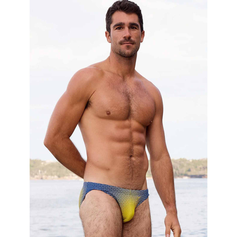 2EROS V20 PRINTED SWIM BRIEF COMIC YELLOW/NAVY