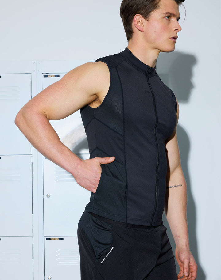 SUPAWEAR GYM2STREET ZIP-UP VEST BLACK
