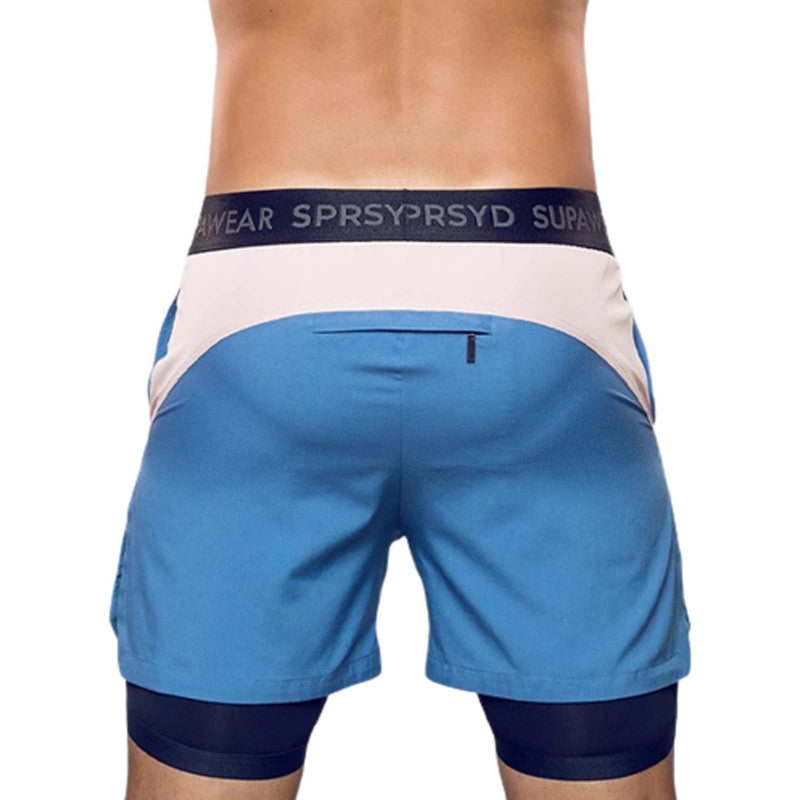 SUPAWEAR LINED SHORTS COLOUR BLOCKED BLUE/PINK