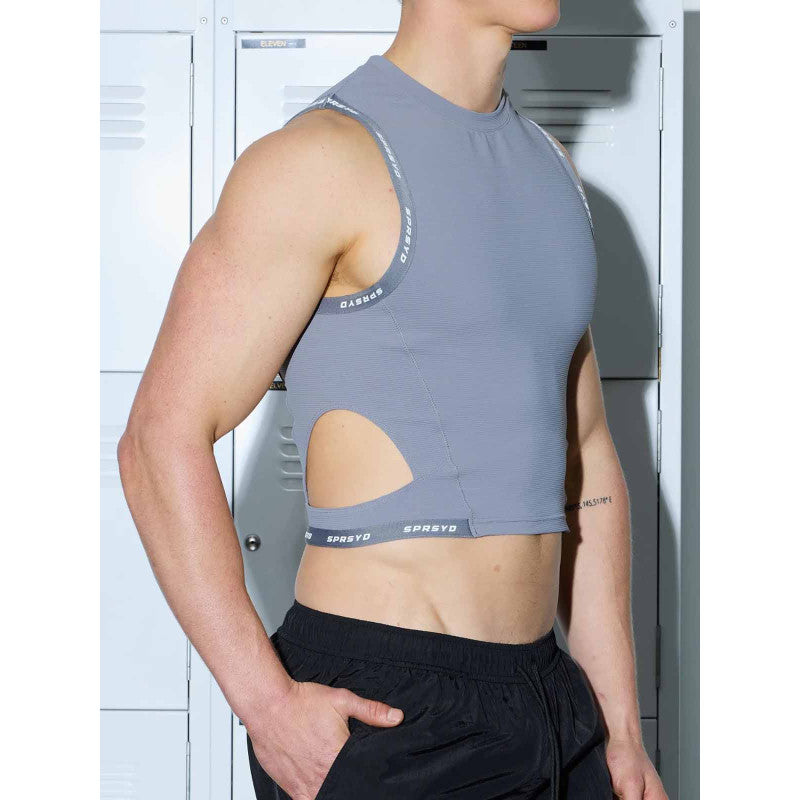 SUPAWEAR SPR CROPPED SINGLET TANK TOP GREY