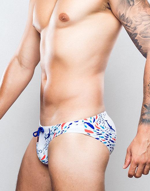 2EROS PRINT SWIM BRIEFS V20 SWIMWEAR SEASCAPE WHITE