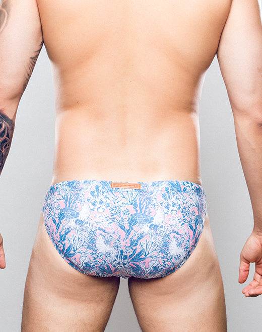 V20 Print Swim Brief - Coral Teal