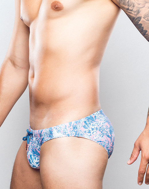 V20 Print Swim Brief - Coral Teal